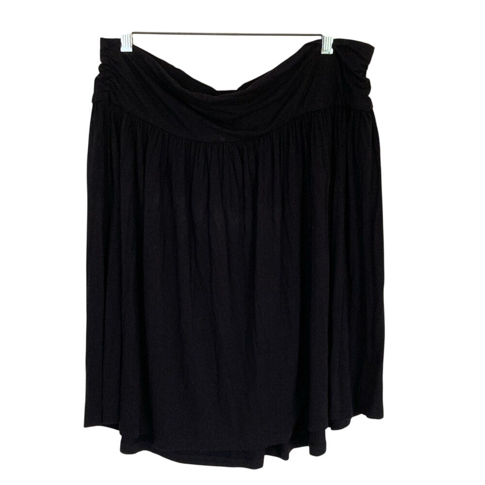 Lane Bryant Womens Knit Pull On Skirt 14-16 Black Stretch Lightweight Casual